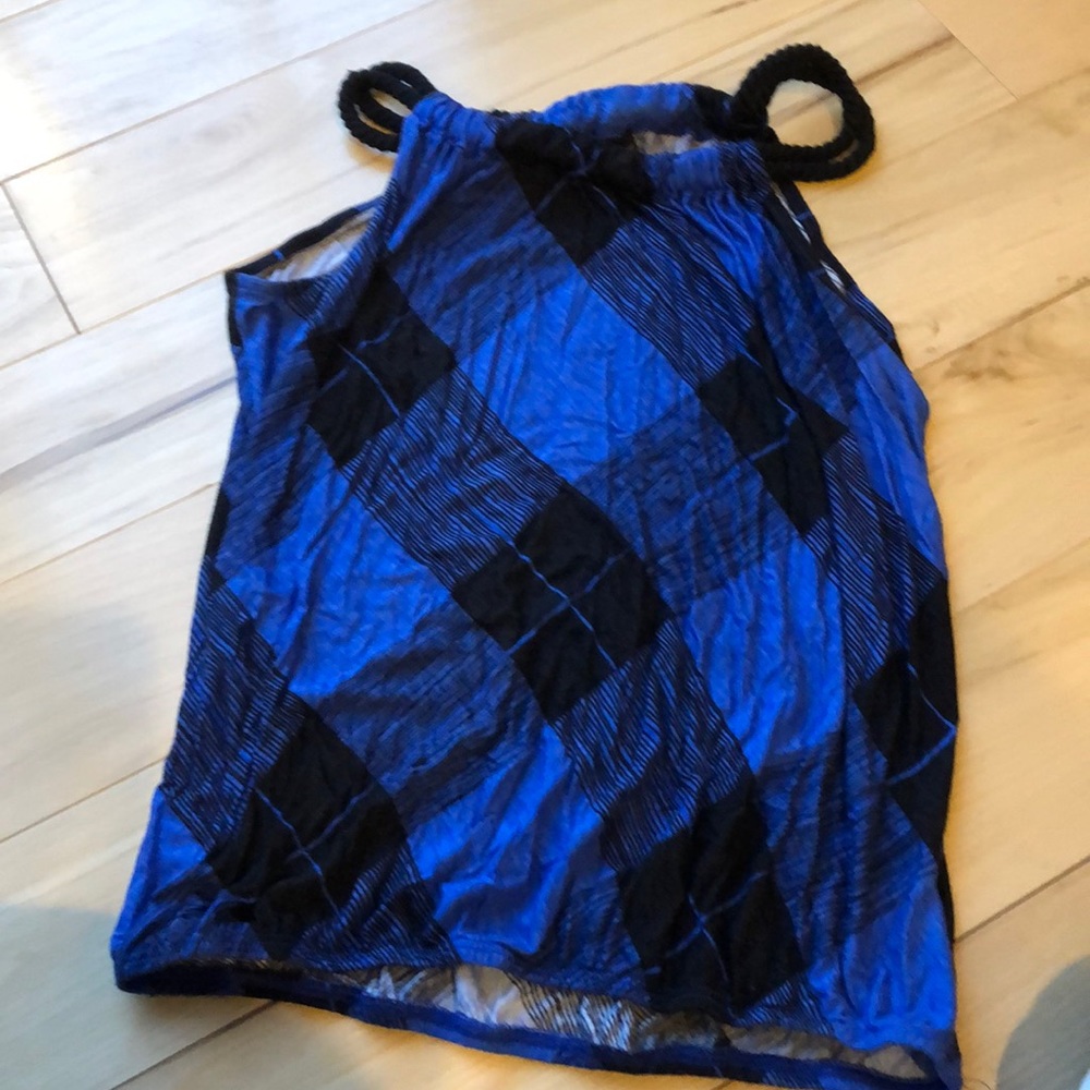 Blue and black tank